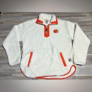 Clemson University Tigers Pressbox Women’s Large White Pullover Sherpa Sweater